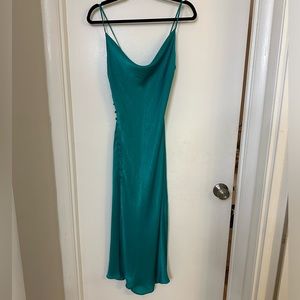 NWOT Zara Emerald Satin Slip Dress